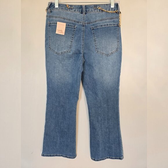 NWT Camila Coelho Kick Flare Crop Jeans Size 6 Blue - Picture 2 of 8